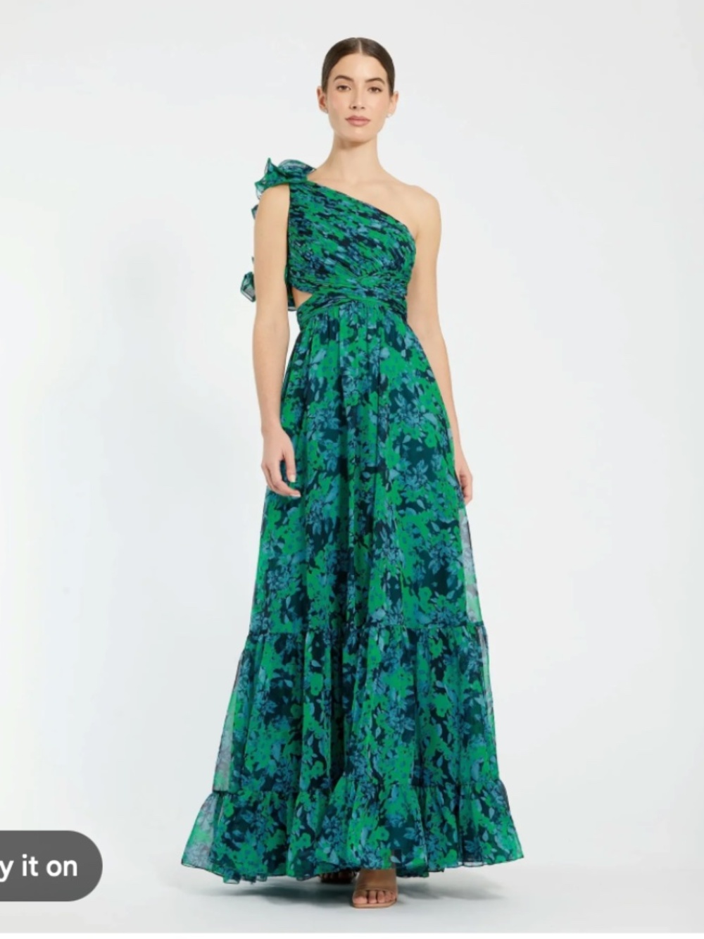 Mac Duggal One-Shoulder Ruffled Dress